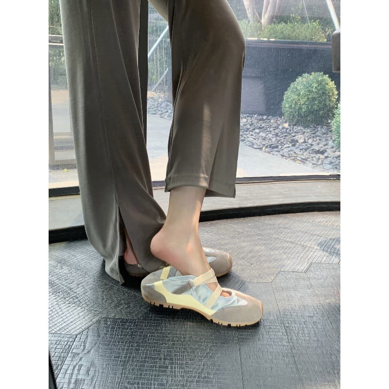 Cowhide Version~Grape Mom's Same Style Casual Sneakers for Women with Internal Height Increase, Cross-Strap, and Velcro Ballet Mary Jane Shoes