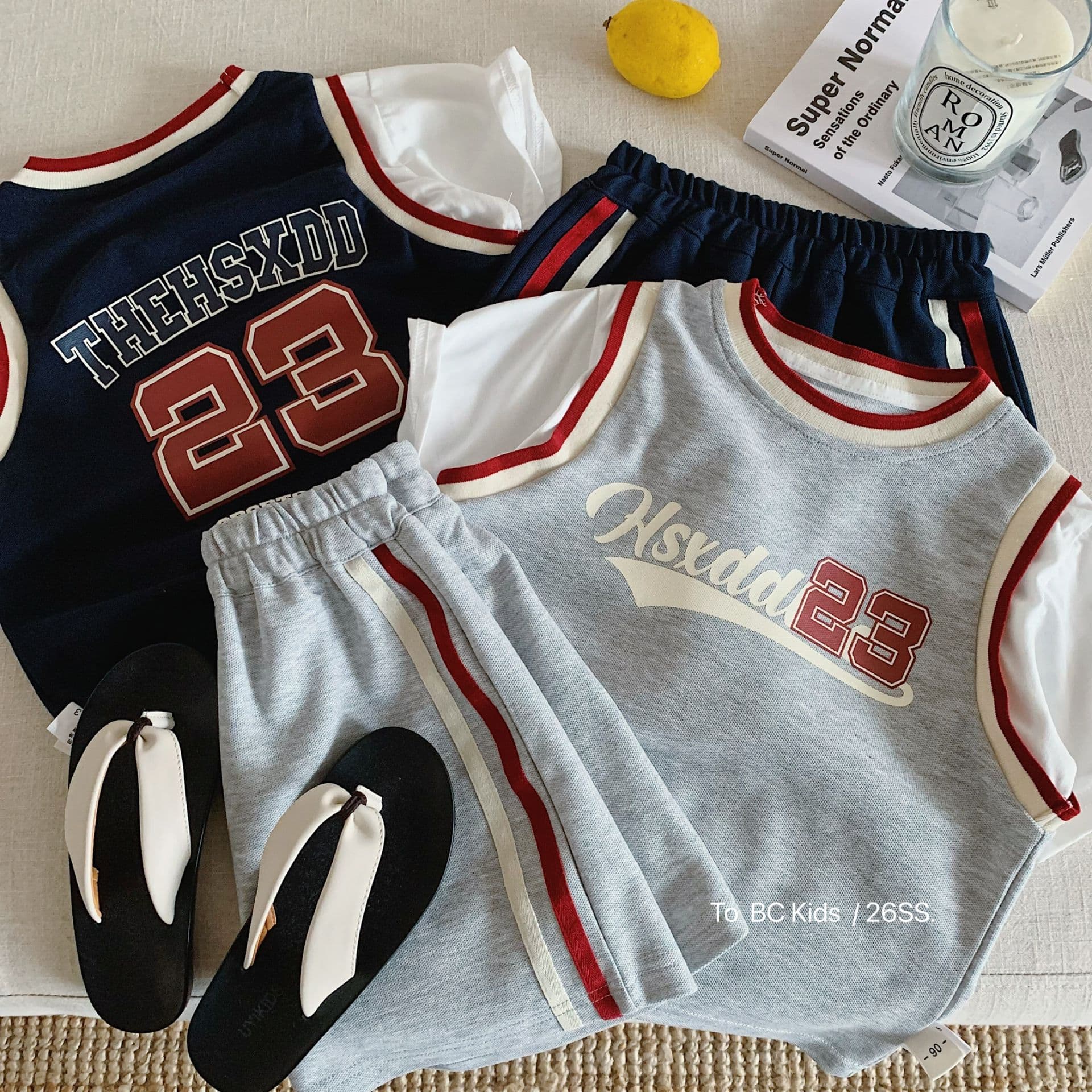 Bangcheng Boys' Outfit Set 2026 Summer New Korean Style Kids Sports Basketball Jersey Baby Summer Clothing Trendy Wholesale
