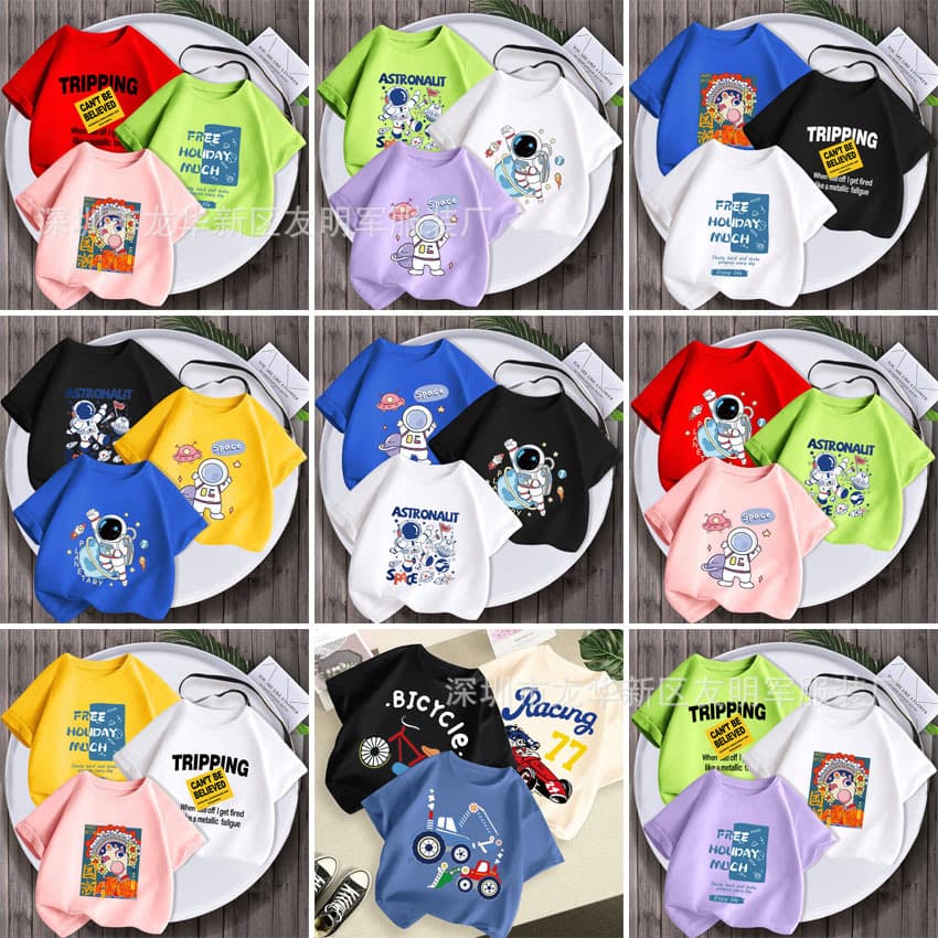 Wholesale 5 Yuan Children's Short Sleeve T-Shirt Source Summer Kids Short Sleeve T-Shirt Street Stall Boys Girls Children Clothing Wholesale