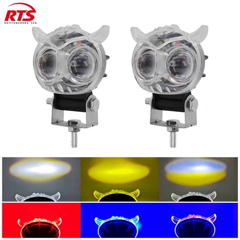 New Colorful Cat Headlight High/Low Beam Small Cannon Spotlight Modified External RGB Motorcycle Light Electric Vehicle Light