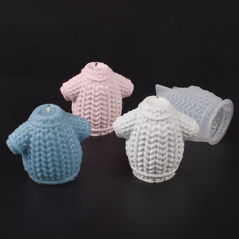 3D Knitted Sweater Hazelnut Candle Mold - DIY Plaster Christmas Knit Sweater Pinecone Ornament Silicone Mold
