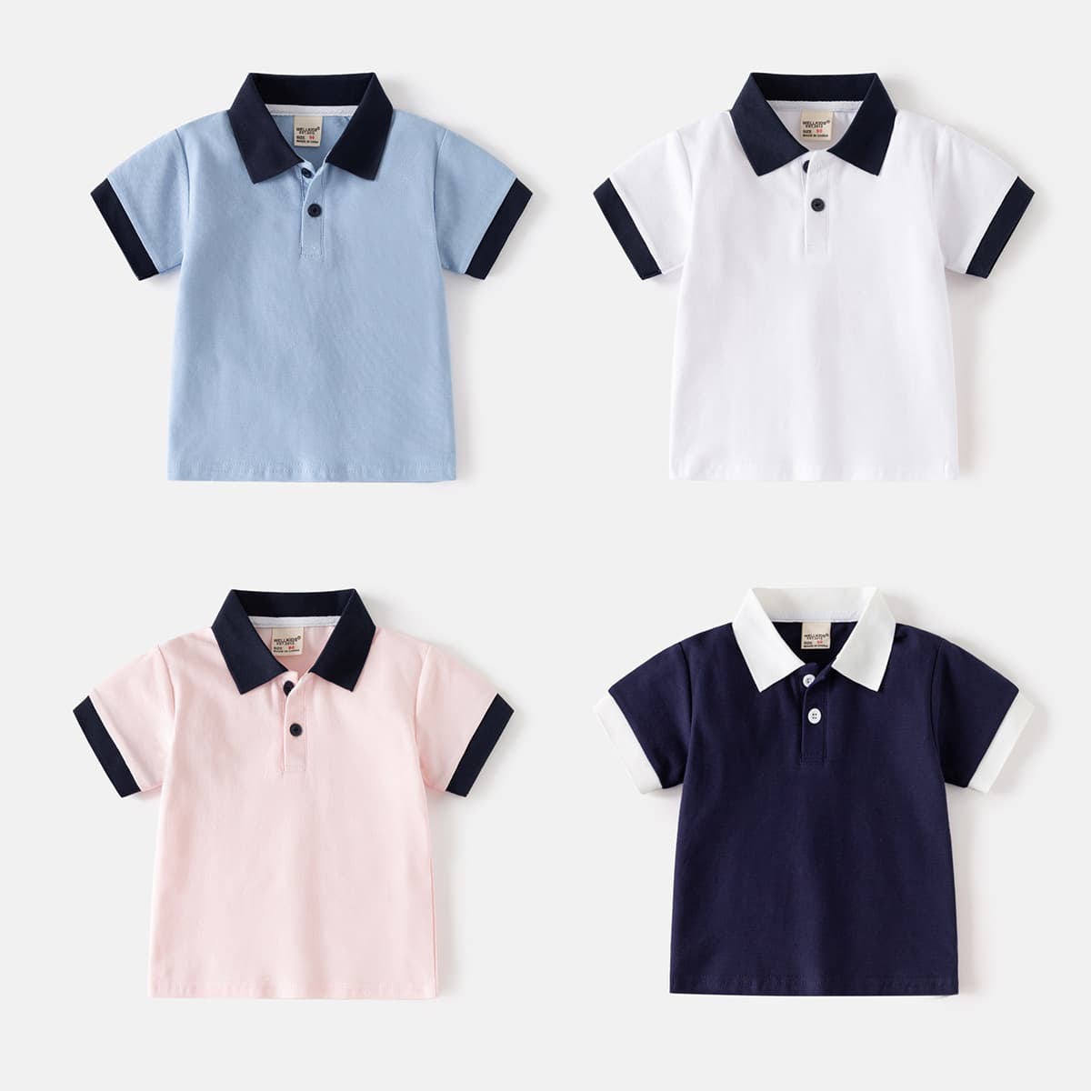 Korean Style Kids Wear Summer Boy's Polo Shirt Children's Short Sleeve T-Shirt Baby Color Block Collar Top Trendy Drop Shipping