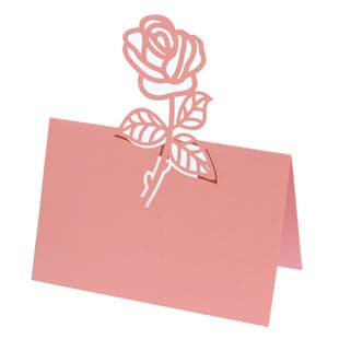 Wedding 3D Rose Place Card Laser Cut Card Creative Handwritten Table Card Pink Pearl Paper Shenzhen Factory