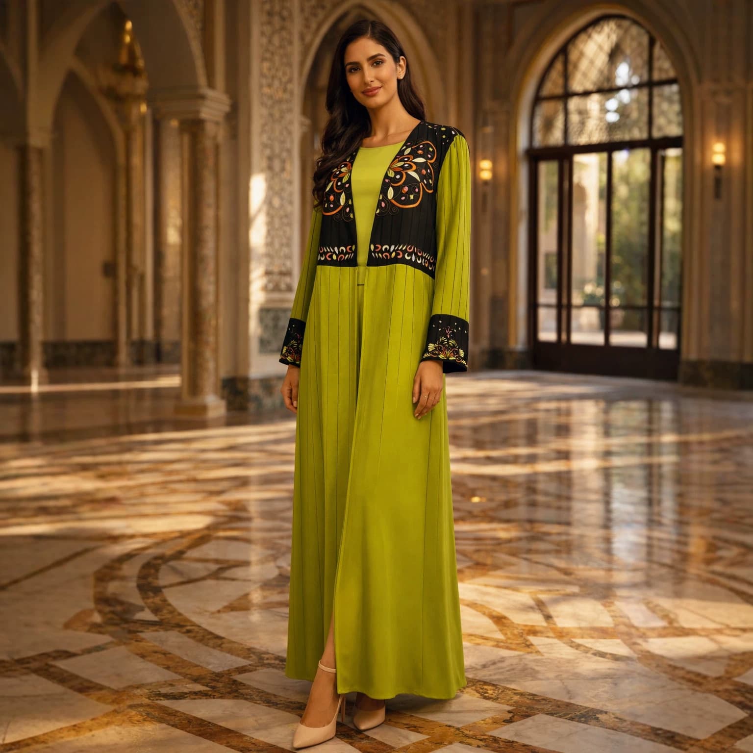 UNI031 Cross-Border Embroidered Patchwork Cardigan + Sleeveless Top Two-Piece Set with Belt
