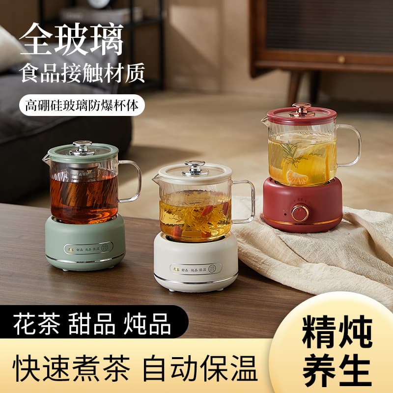 Customized health-preserving kettle, multi-functional all-glass tea maker, water kettle, small office teapot, electric stewing cup