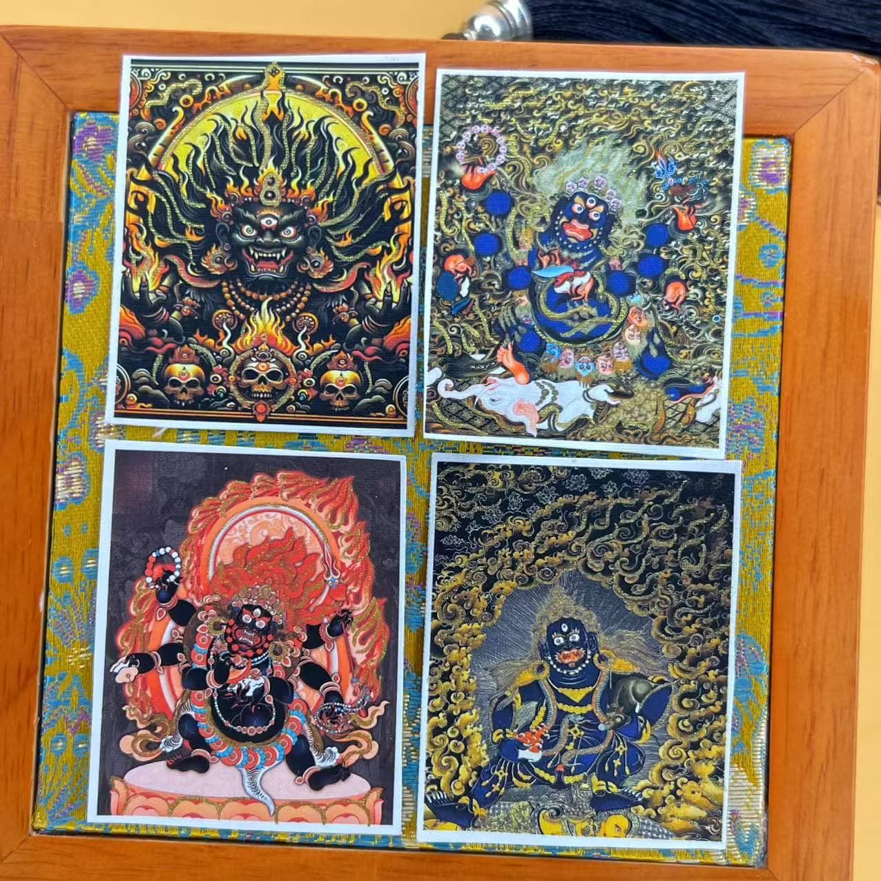 Beautiful and Dashing Thangka Semi-hand-painted Tibetan-style Wutai Mountain Mahakala Protector Wealth Deity Hand-gilded Painting Core Card Core Wholesale