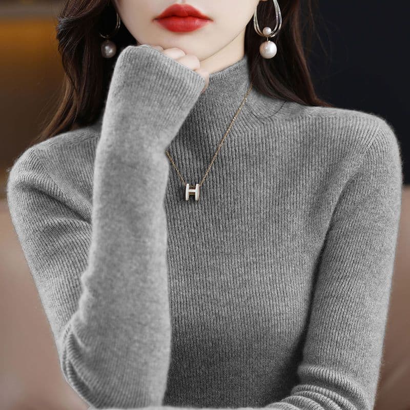 2026 Sweater Half High Neck Base Layer Top Women Autumn Winter Inner Wear 2026 New Slim Fit Knit Top Black