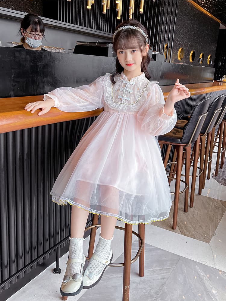 Girls' Autumn Dress 2025 New Style Long-Sleeve Tulle Princess Dress for Fall Children's Skirt