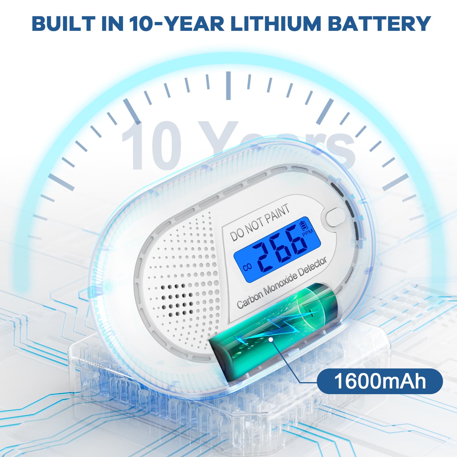 10-year battery life, cross-border exclusive CO smoke alarm, 10-year battery life model carbon monoxide smoke alarm.
