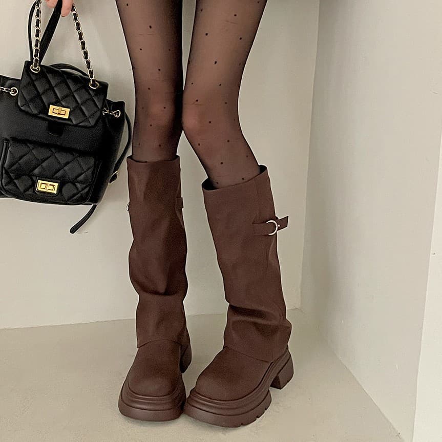Hot-Selling Retro Mallard Height-Increasing Thick-Soled Long Boots Women 2025 New Summer Knee-High Slimming Rider Boots