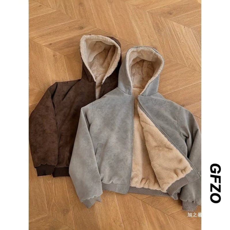 Winter Lychee Grain Leather Hooded Coat with Fur Collar for Men, Thickened and Quilted Cotton Jacket