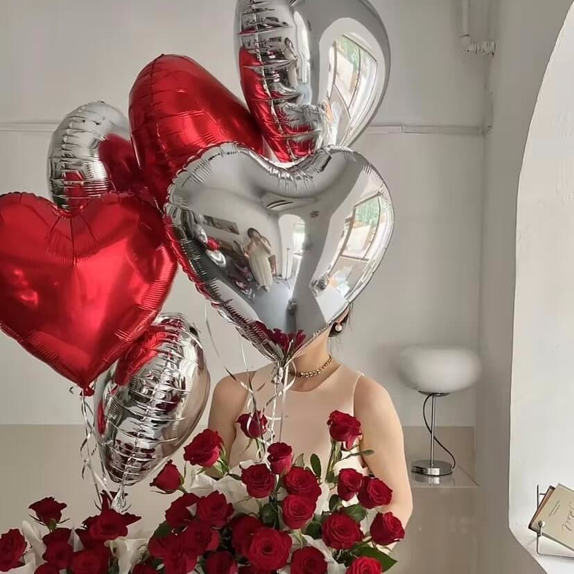 18-inch Heart-Shaped Aluminum Foil Balloons for Wedding, Valentine's Day Party Decoration, Wholesale