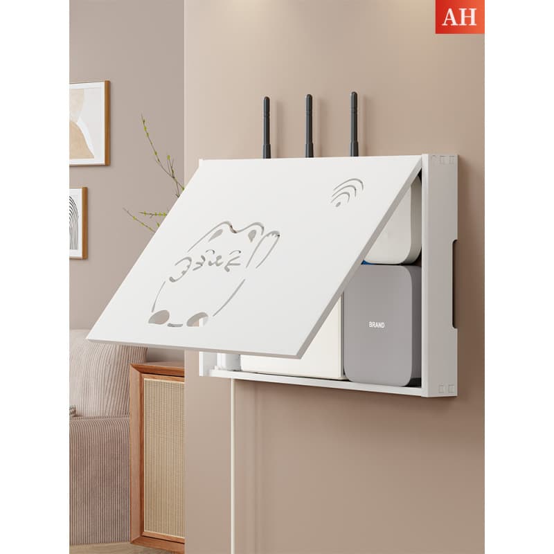 Multimedia shielding box, living room wireless router, meter box, storage box, wall-mounted no-drill decorative painting cable box