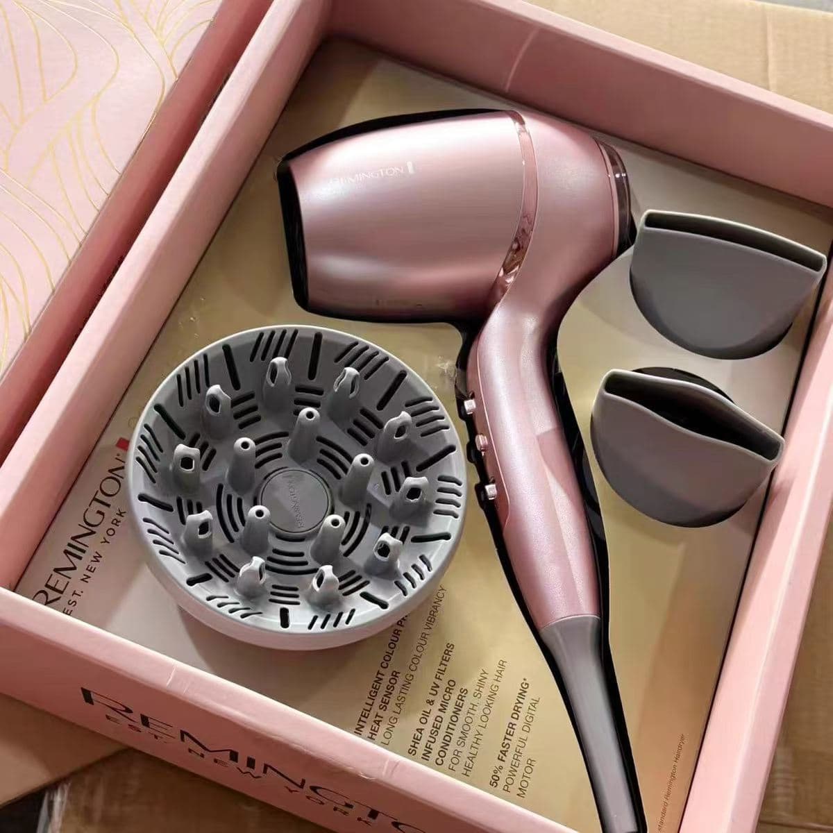 Remington Rose Gold Hair Dryer Set Constant Temperature Hair Care High Speed Hair Dryer Gift Box Home Use Hair Dryer