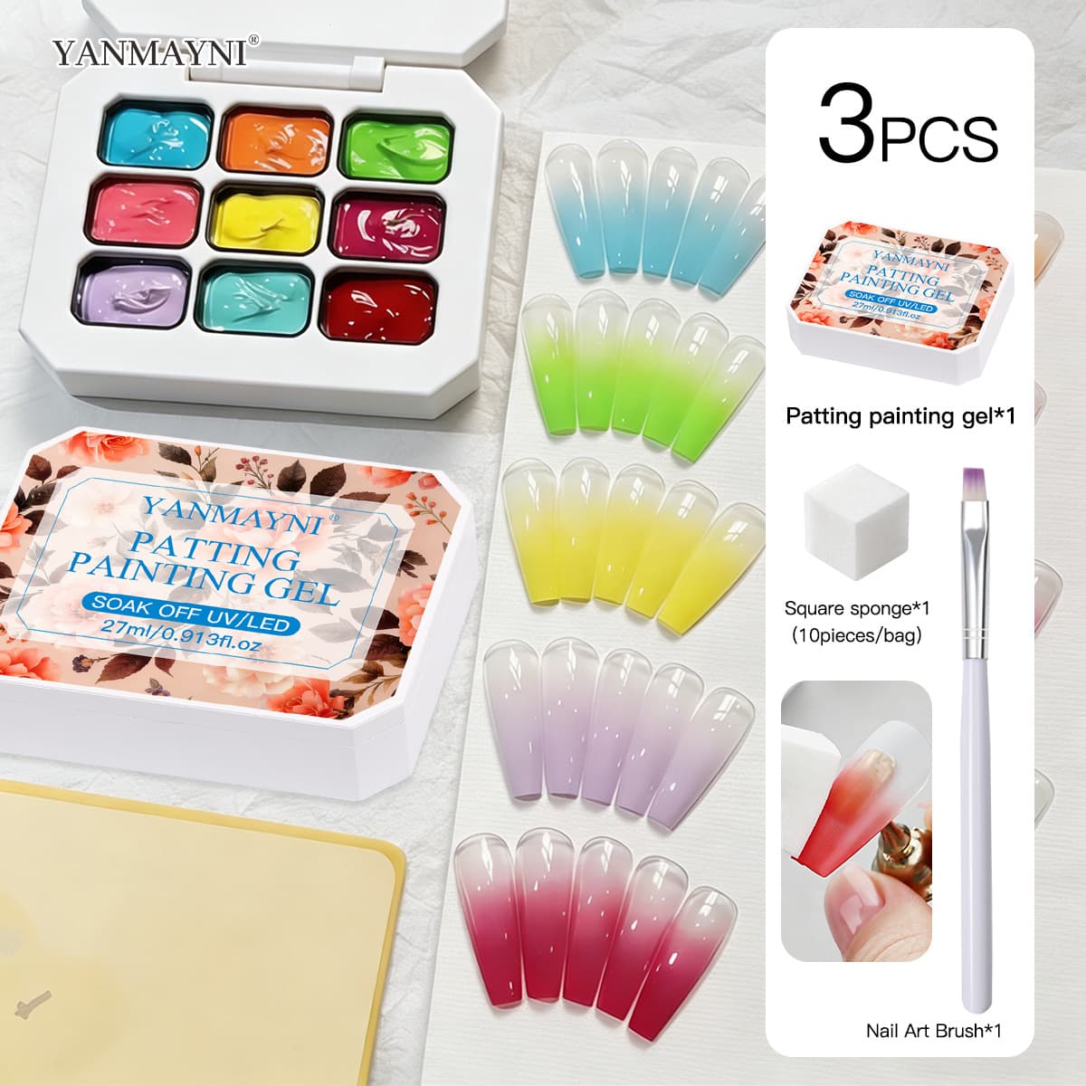 9 Colors/1 Group Pat Painting Gel Set Nail 4in 1 Used for Gr