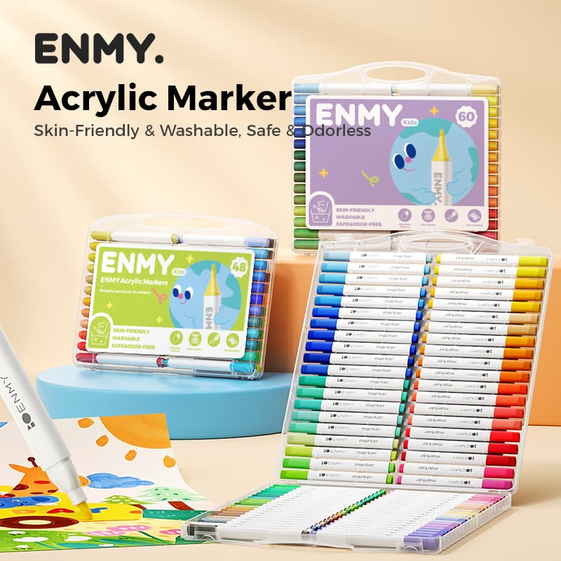 Welfare model ENMY overseas version acrylic marker children's series flat box washable painting marker pen