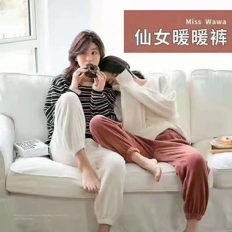 Factory direct sales of warm thermal pants, a winter essential. Double-sided plush, warm sleep pants, extra thick and plush.