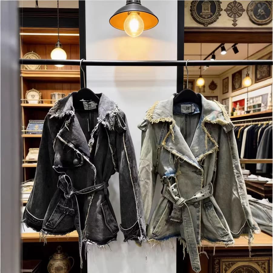 Xiaoxiang Style Suit Collar Denim Short Jacket Women Long Sleeve 2026 Spring New French Fringe Design Sense Blazer