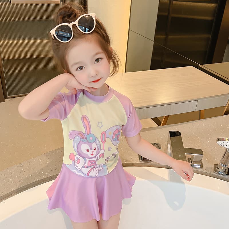 New Children's Two-Piece Swimsuit for Girls Starlight Bunny Swimwear Summer Style Baby Girl Swimming Dress