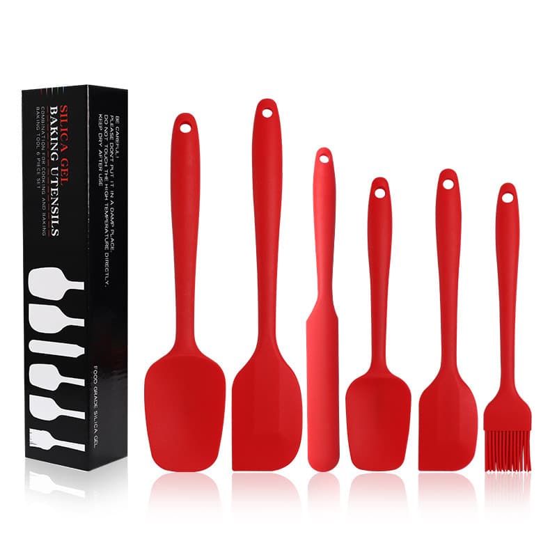 Amazon Best Seller 6-Piece Silicone Cake Cream Spatula Set with Spreader, Mixer, and Oil Brush for Baking
