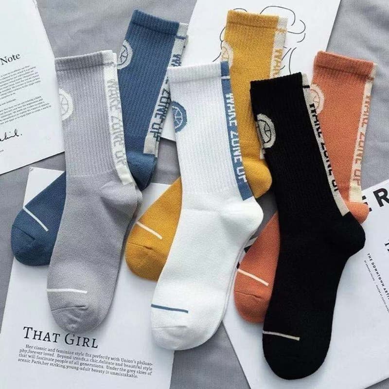 Men's Socks, Autumn/Winter Basketball Socks, Cotton, In Stock, Medium Length, Solid Color, Mid-Calf, Trendy Sports Socks, Ins Style