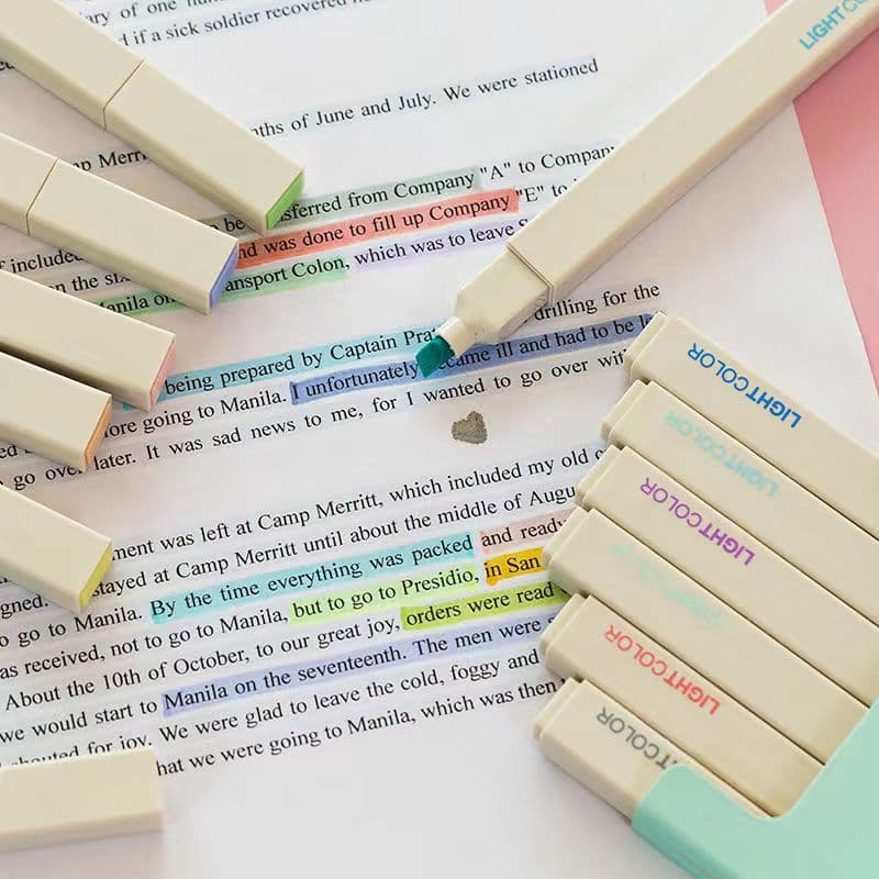 Jiwushe multi-color highlighter is high-value student eye-protection color hand account pen key marker pen multi-color marker pen