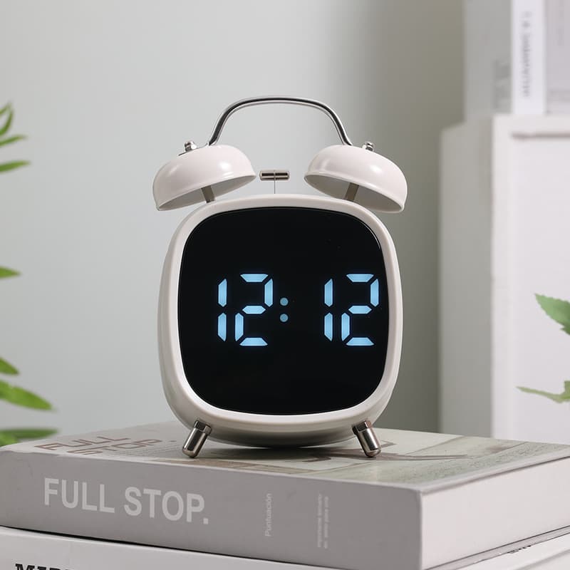 Creative Loud Metal Bell Alarm Clock LED Clock for Heavy Sleepers Multifunctional Clock GH8032 Bell Clock