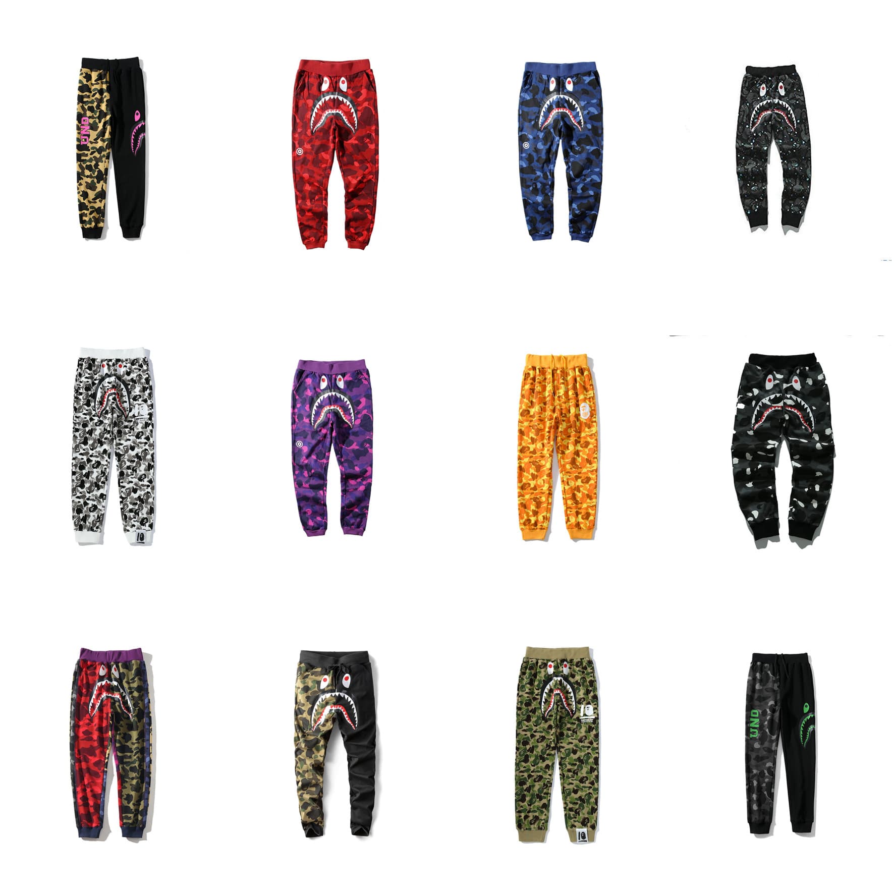 BAPE shark head trousers 3D printed casual loose men's and women's sports casual sweatpants order light mature casual mid-waist