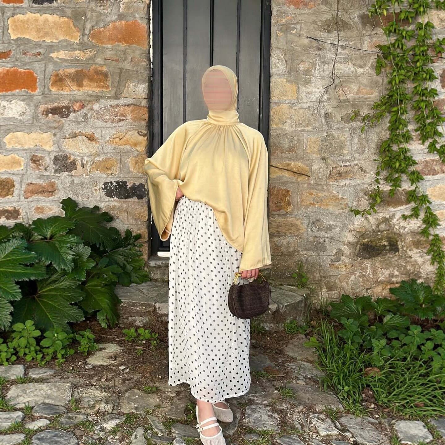 2026 New Polka Dot Skirt Set Women Loose High Neck Long Sleeve Solid Shirt Two-Piece Set Fashion Casual Wear