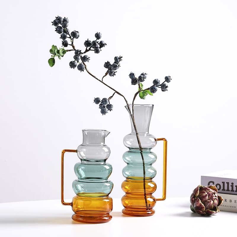 Colored Glass Bubble Ring Vase Ins Style Living Room Dining Table Decoration High Borosilicate Ornaments Flower Arrangement Hydroponic Crafts