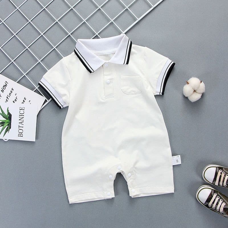 Baby Summer Cute Short Sleeve Romper for Boys and Girls, Thin Fabric, School Style