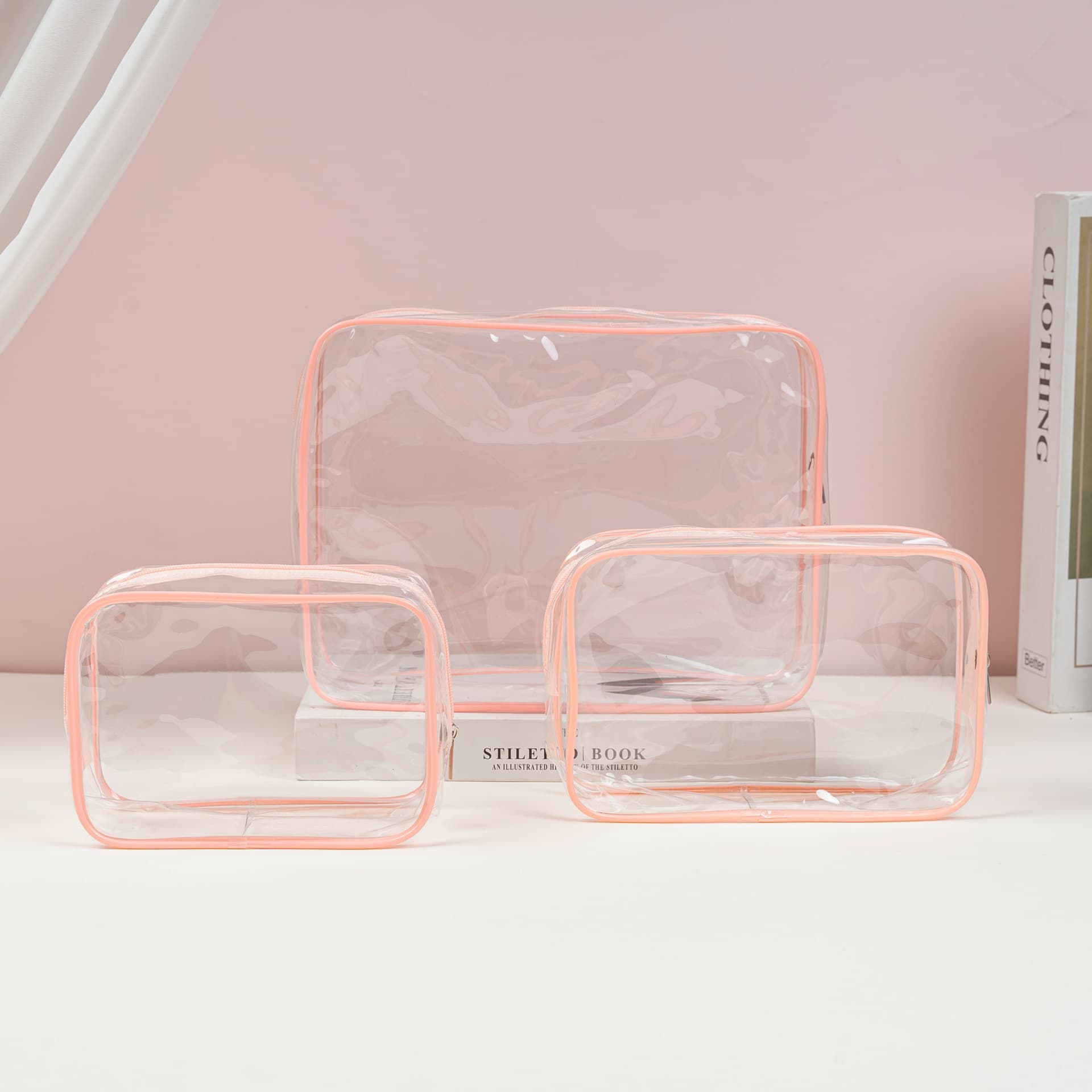 Portable travel toiletry bag pvc cosmetic bag transparent waterproof multifunctional storage bag ready for sale wholesale can be customized with logo