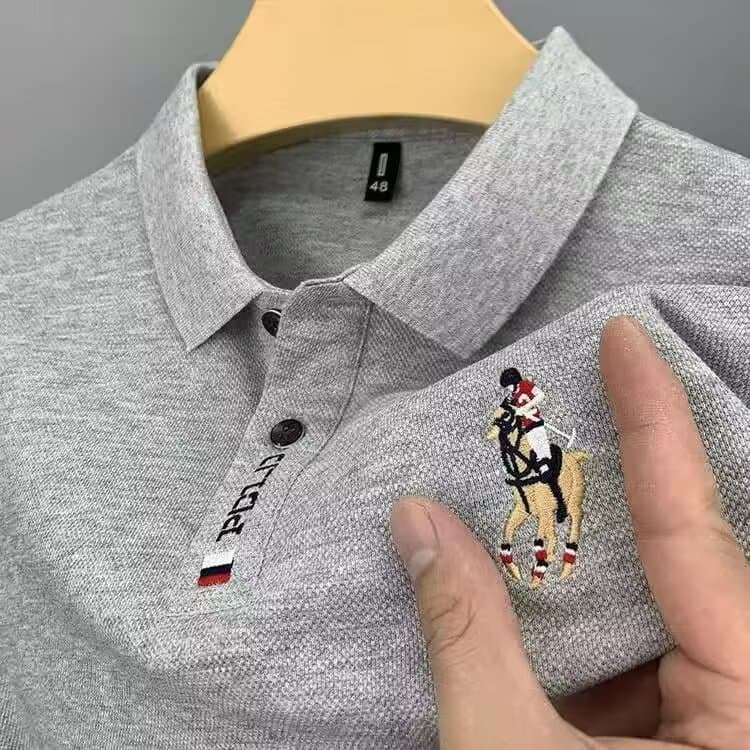 Cross-Border Summer Polo Shirt for Men Short Sleeve New Thin Casual Simple Versatile Loose T-Shirt Embroidery T-Shirt for Men