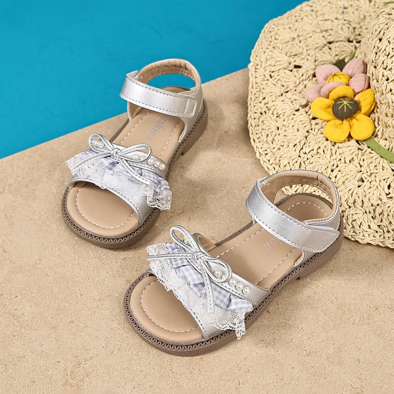 Girls Open Toe Sandals 2026 Summer New Arrival, Baby Girls Stylish Lace Butterfly Knot Princess Sandals, Girls Shoes