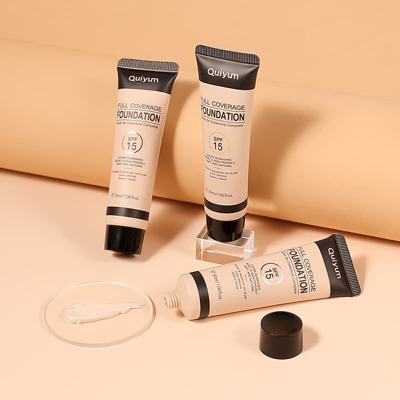 Quiyum Full Coverage Foundation Liquid 30ml Natural Lightweight Makeup Skin Brightening Spf 0 Ivory White for All Skin Types