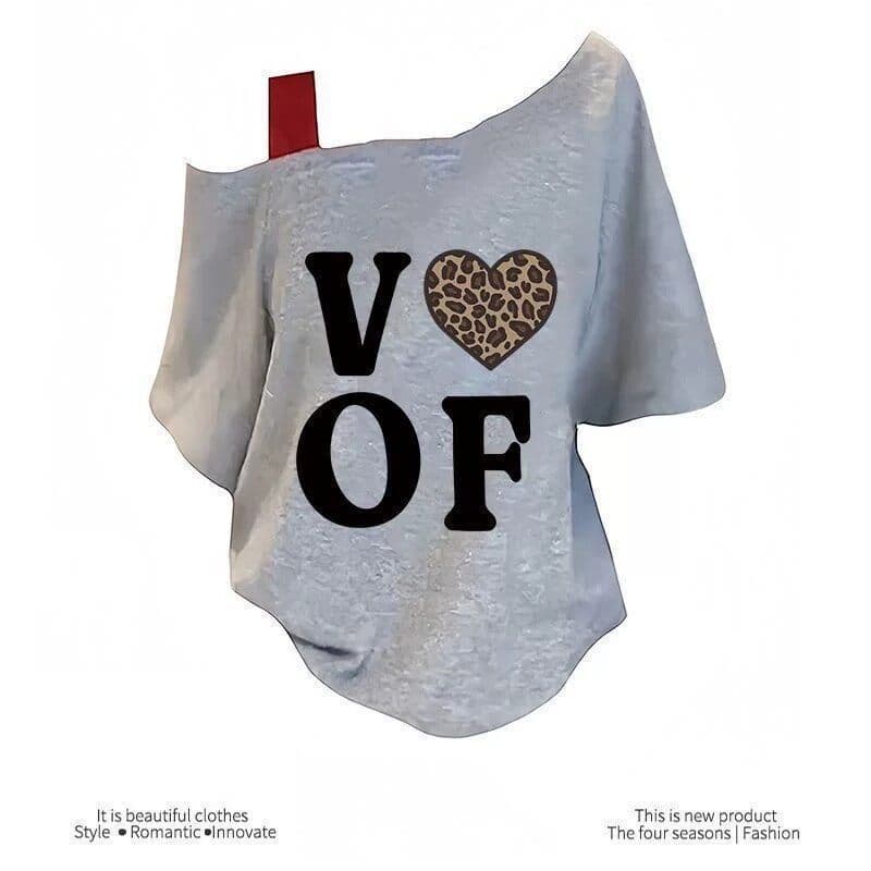 Designed Heart Leopard Print Unisex Loose Short Sleeve T-Shirt American Retro Pizza Print Base Layer