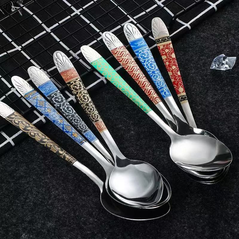 Household Stainless Steel 410 Printed Spoon, Soup Spoon, Pointed Tip Spoon, Tableware Set Manufacturer Wholesale