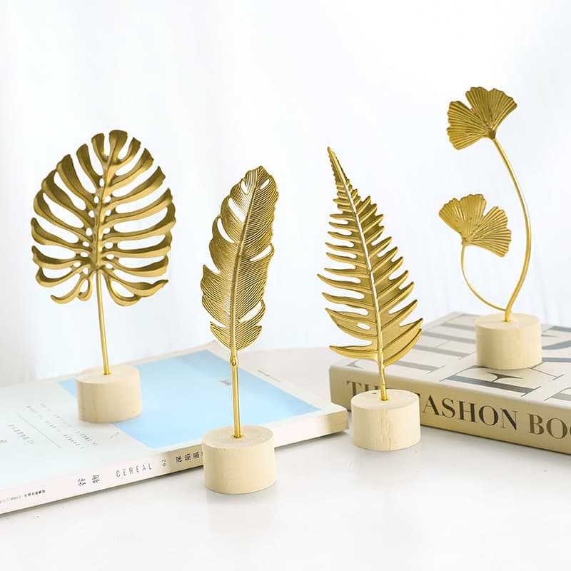 European style simple light luxury metal craft ginkgo leaf ornaments creative entrance hall living room desktop home decorations