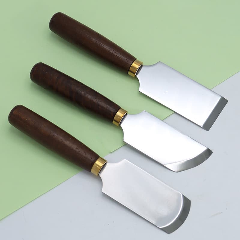 D2 Japanese-style thinning knife with walnut handle, leather cutting knife, oblique knife, round knife, handmade DIY leather leather goods knife, cutting knife