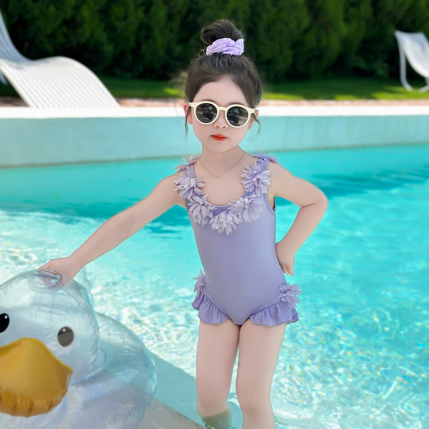 Girls' Swimsuit 2025 New Summer One-Piece Swimsuit, Fashionable Quick-Dry Swimwear for Girls