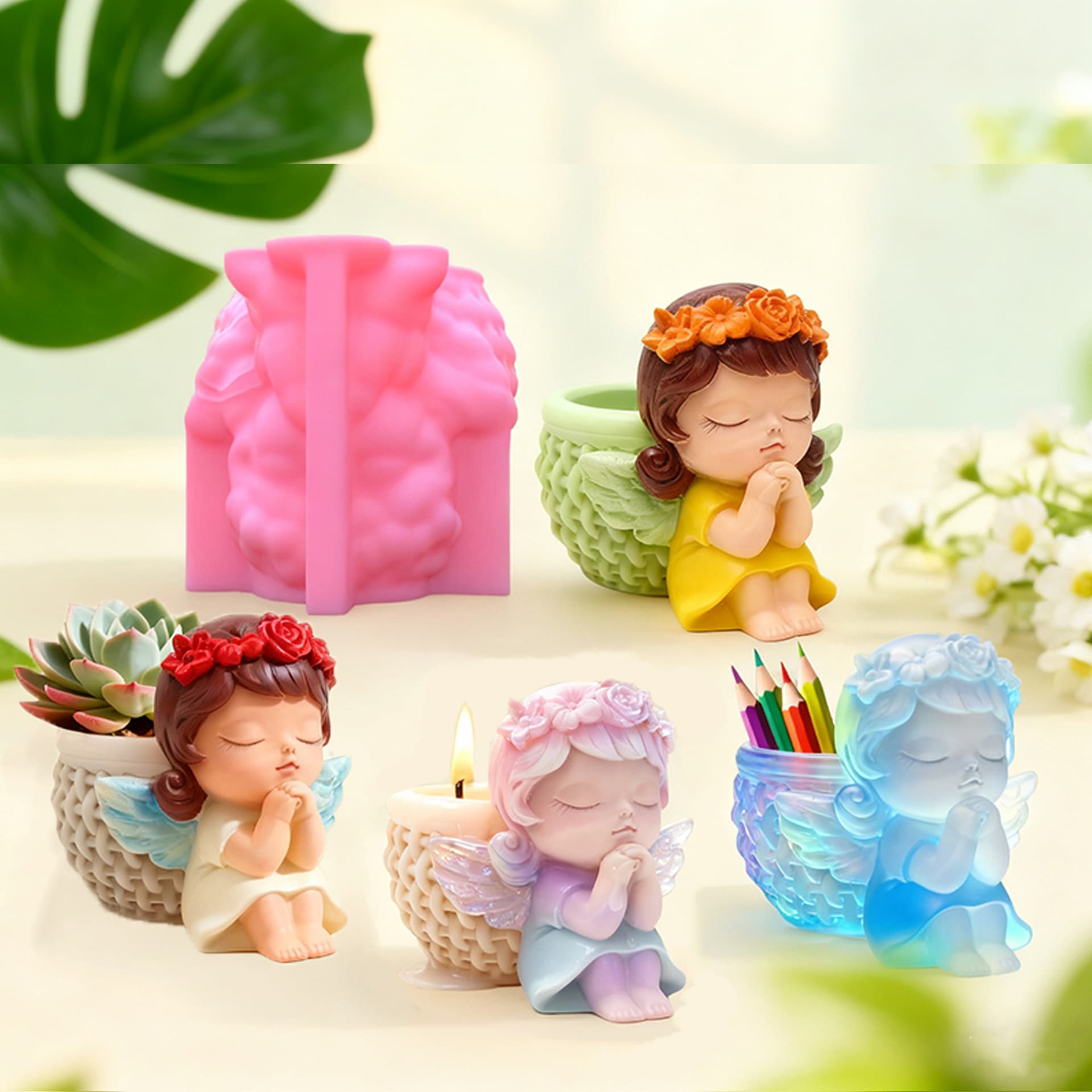Angel Girl Silicone Mold Succulent Planter Candle Holder DIY Handmade Home Indoor Decoration C320