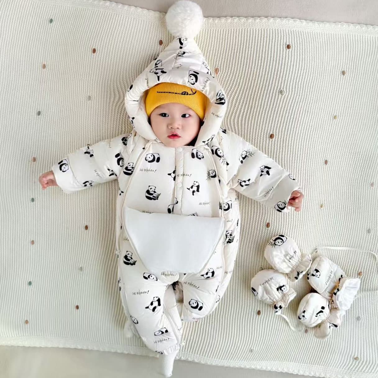 Baby Down Jumpsuit Unisex Infant Outing Onesie Newborn Winter Thick Printed Swaddle
