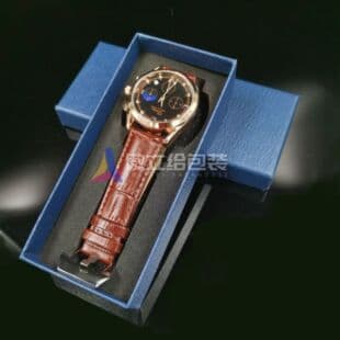 Black Leni pattern DW watch box, rectangular jewelry box with lid and base, packaging paper box with hot foil stamping logo