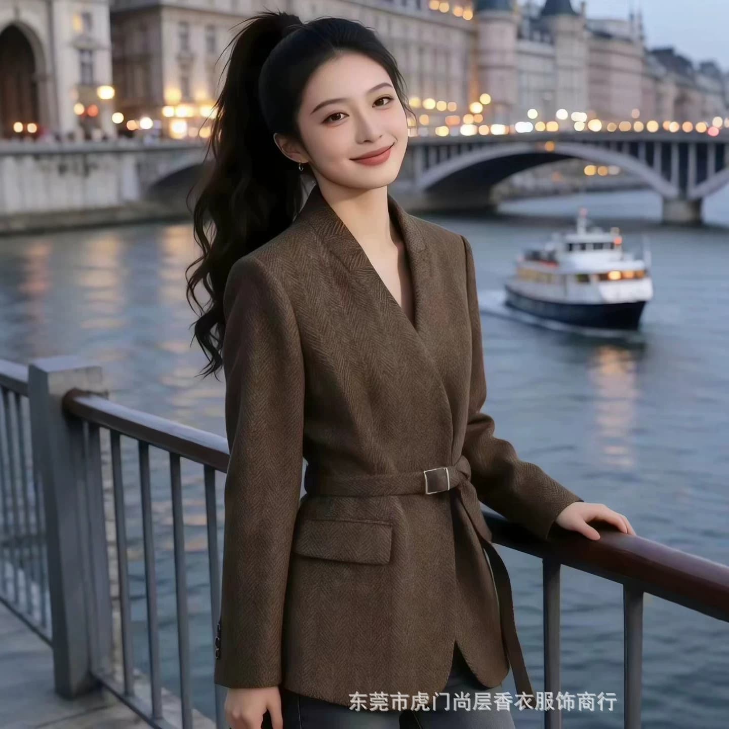 Amazon Wool Small Blazer Women's 2026 New High-end Casual Commuting Collarless Waist Suit