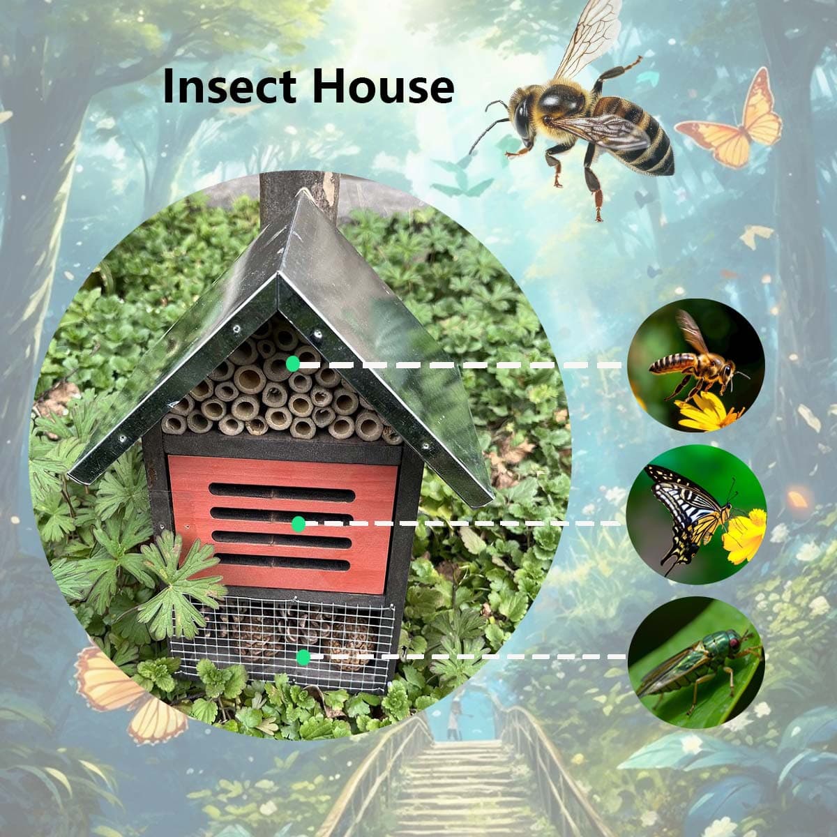 Study Material Kit Wooden Insect House Bee House Insect Box Butterfly House in Stock Fumigation Report and Eudr