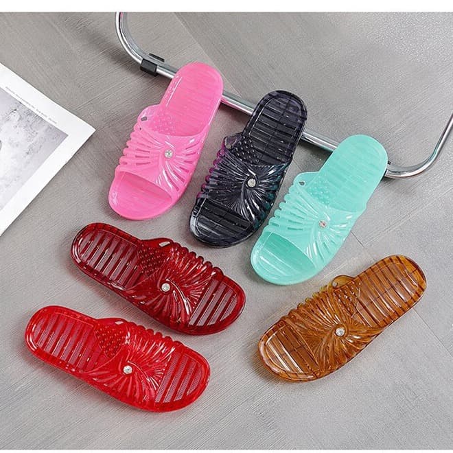 Women's Summer Home Slippers, Anti-Odor Bathroom Jelly Sandals, Non-Slip Flat Comfortable Lightweight Mother Slippers