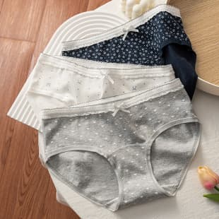 Cotton Panty Women 3378 Cotton Women's Mid-Rise Extended Crotch Panties Teen Girls Women's Triangle Panties