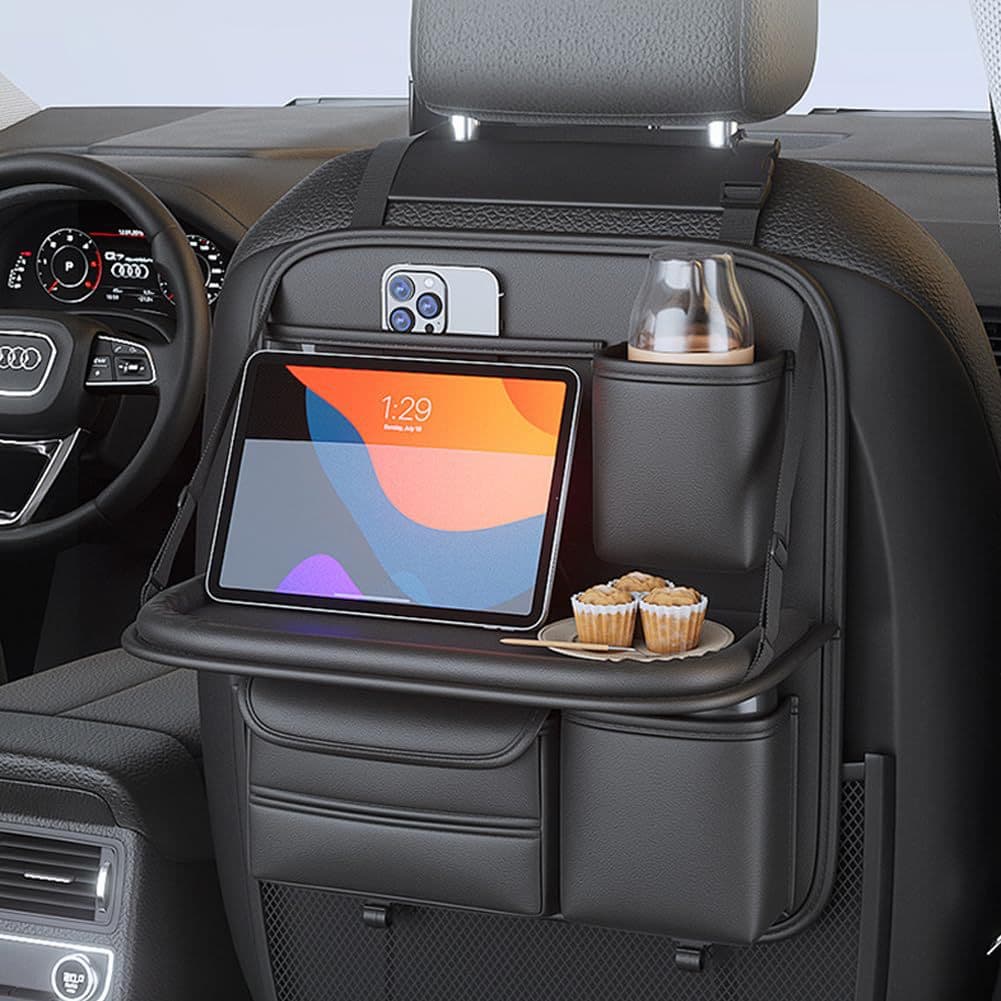 Car Seat Back Storage Organizer Hanging Bag, Rear Seat Small Table, In-Car Backseat Shelf, Car Storage Solution