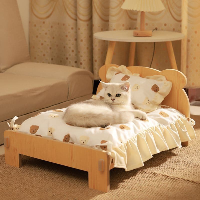 Wooden cat bed/dog bed, removable and washable, stain-resistant and wear-resistant, suitable for all seasons.