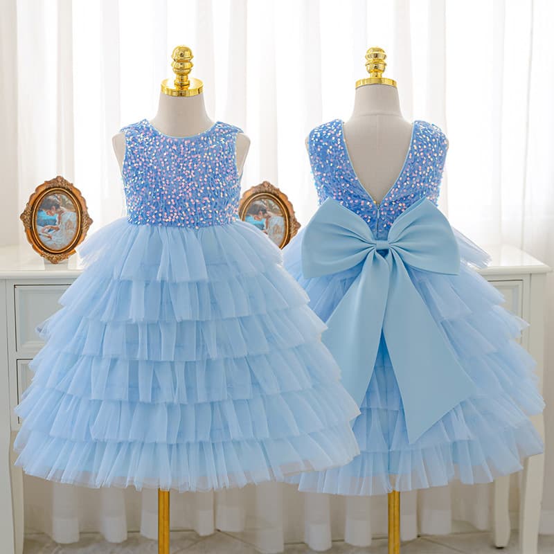Children's Formal Host Piano Performance Dress High-End Light Luxury Unique Girl Birthday Party Sequin Princess Dress